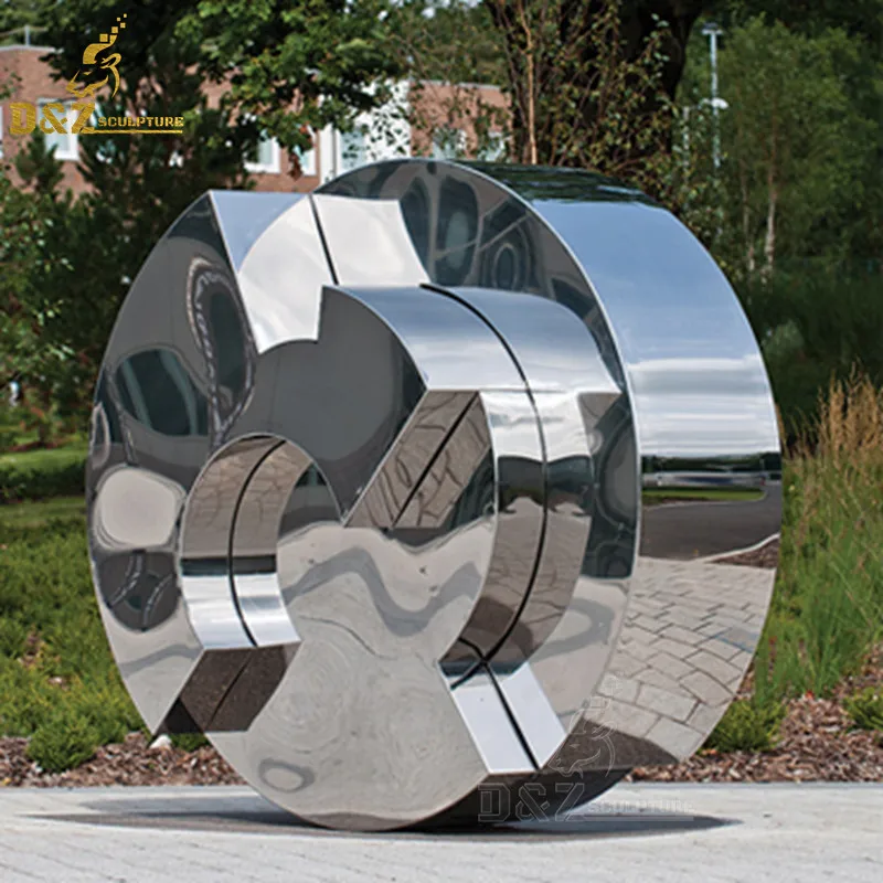 Yard decoration metal stainless steel modern round statue