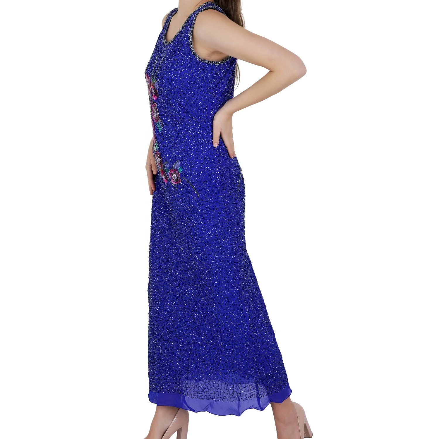 Latest Collection Hand Embroidered Evening Cocktail Party Dress Women Girls Sequins Decorated Long Dress Short Christmas Wear