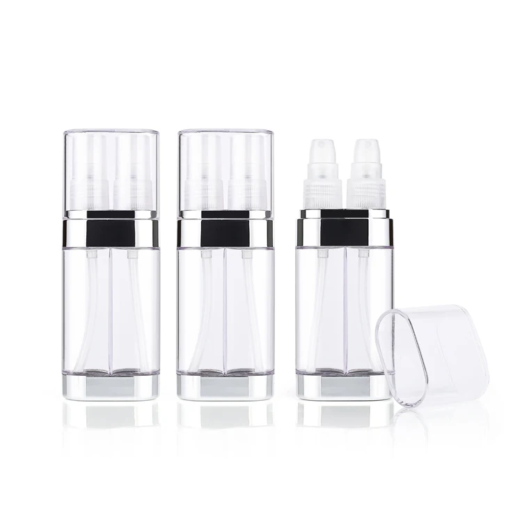 Custom empty double tubes eye face serum container plastic mist spray lotion pump bottle with dual chambers