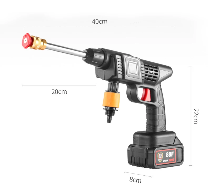 Portable lithium battery household electric high pressure car wash gun wireless car wash watering garden tool set