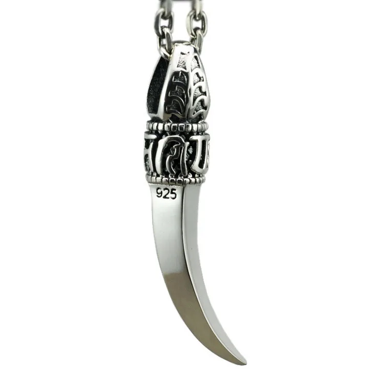 Thai Silver Wolf Teeth 925 Sterling Silver Necklace Wholesale Vintage Silver Men Pendant