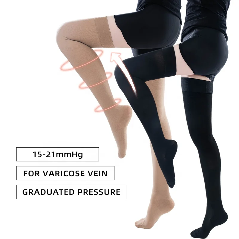 Stylish Sheer Compression Sock Black Beige  For  Varicose Veins 20-30mmHg Xiangzi Medical