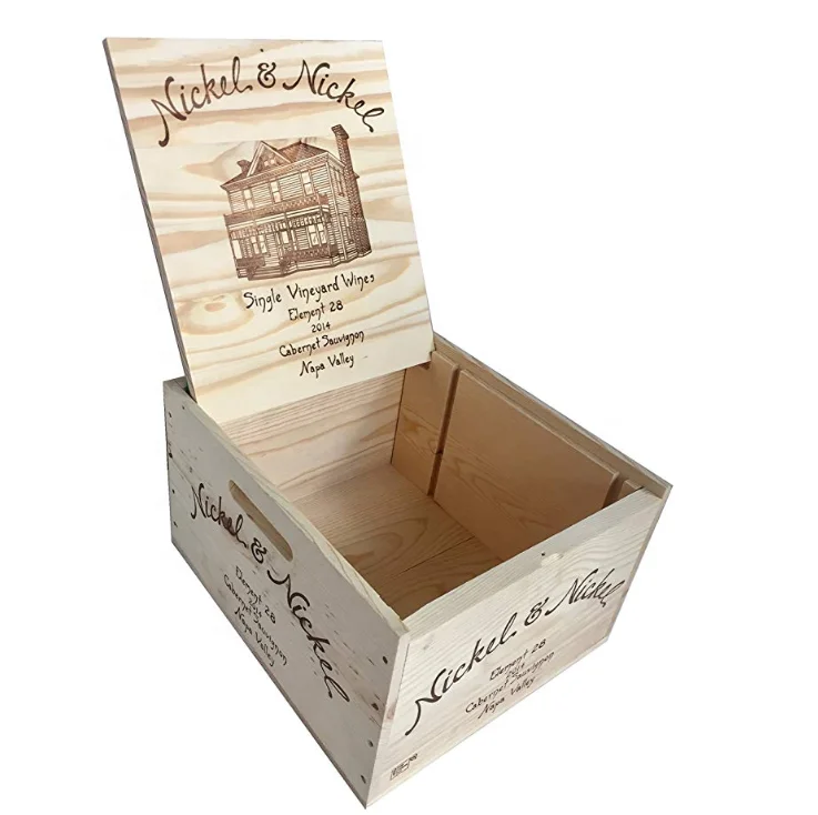 
Customizable wooden wine box of 6 bottles 