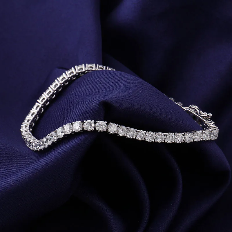 D Color VVS Moissanite Pass Diamond Tester Round Brilliant Cut 925 Silver Fine Bracelet For Lady