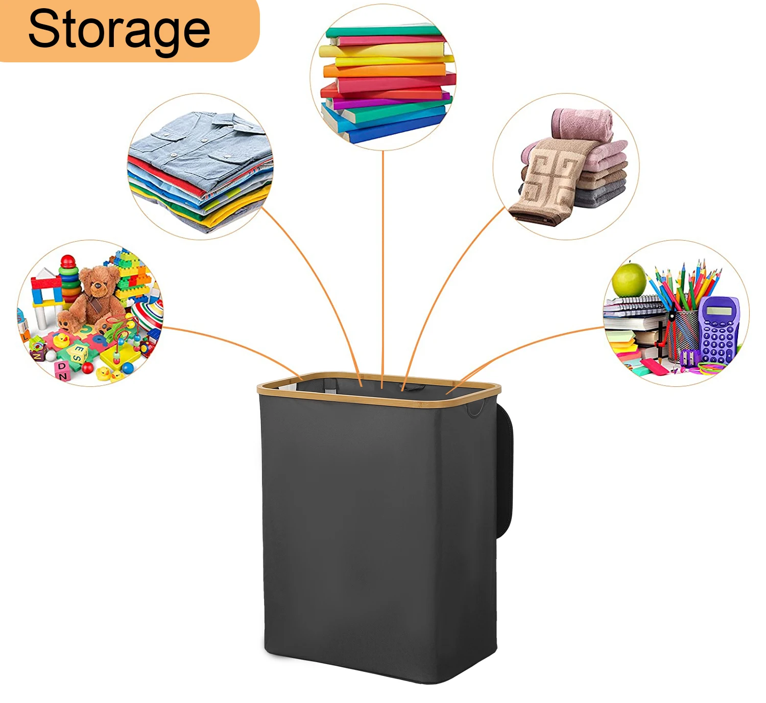 Laundry Basket With Lid 145L Large Bamboo Hamper With Removable Bag 2 Section Foldable Dirty Clothes Hamper for Laundry