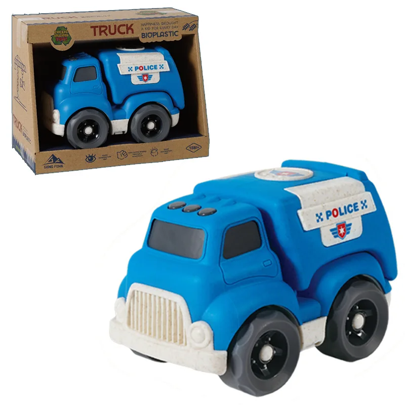 
Hot Sale eco Wheat Straw Beach Children Construction Cartoon kids Plastic Friction Car Model Truck Toys 