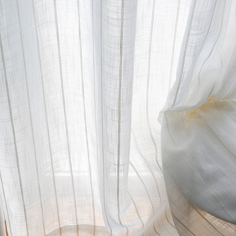 Innermor Modern Striped rideau salon White Color Tulle Sheer for bedroom Window Cortina Custom Size Voile Panel