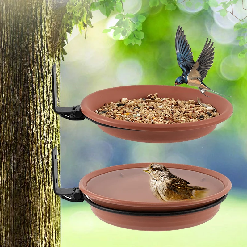 Wholesale Outdoor Garden Wall Tree 2-3 Trays Feeding Metal Hanging Iron Hanging Bird Feeder Bath Tray Heavy Duty Iron Ring