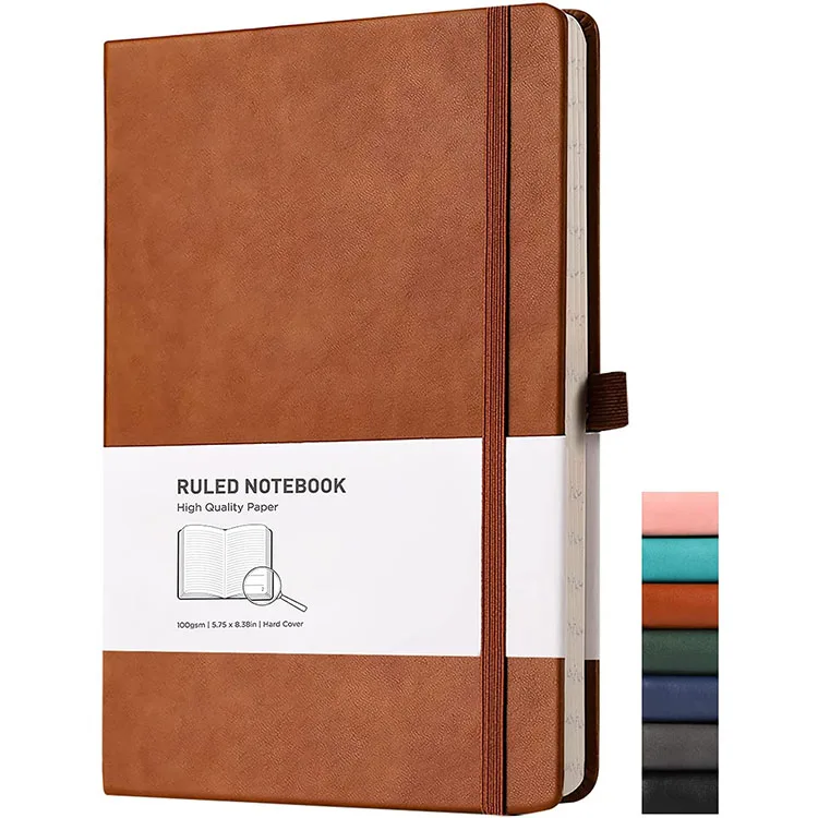 Thick Hardcover A5 A6 Leather Notebook Custom Line Jonural Day Weekly Planner