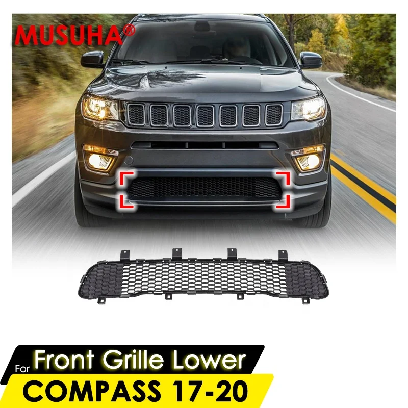 MUSUHA Front Bumper Lower Grille For Jeep Compass Front Grille Lower 2017 2018 2019 Front Lower Bumper Grille  OEM 5UP88RXFAA
