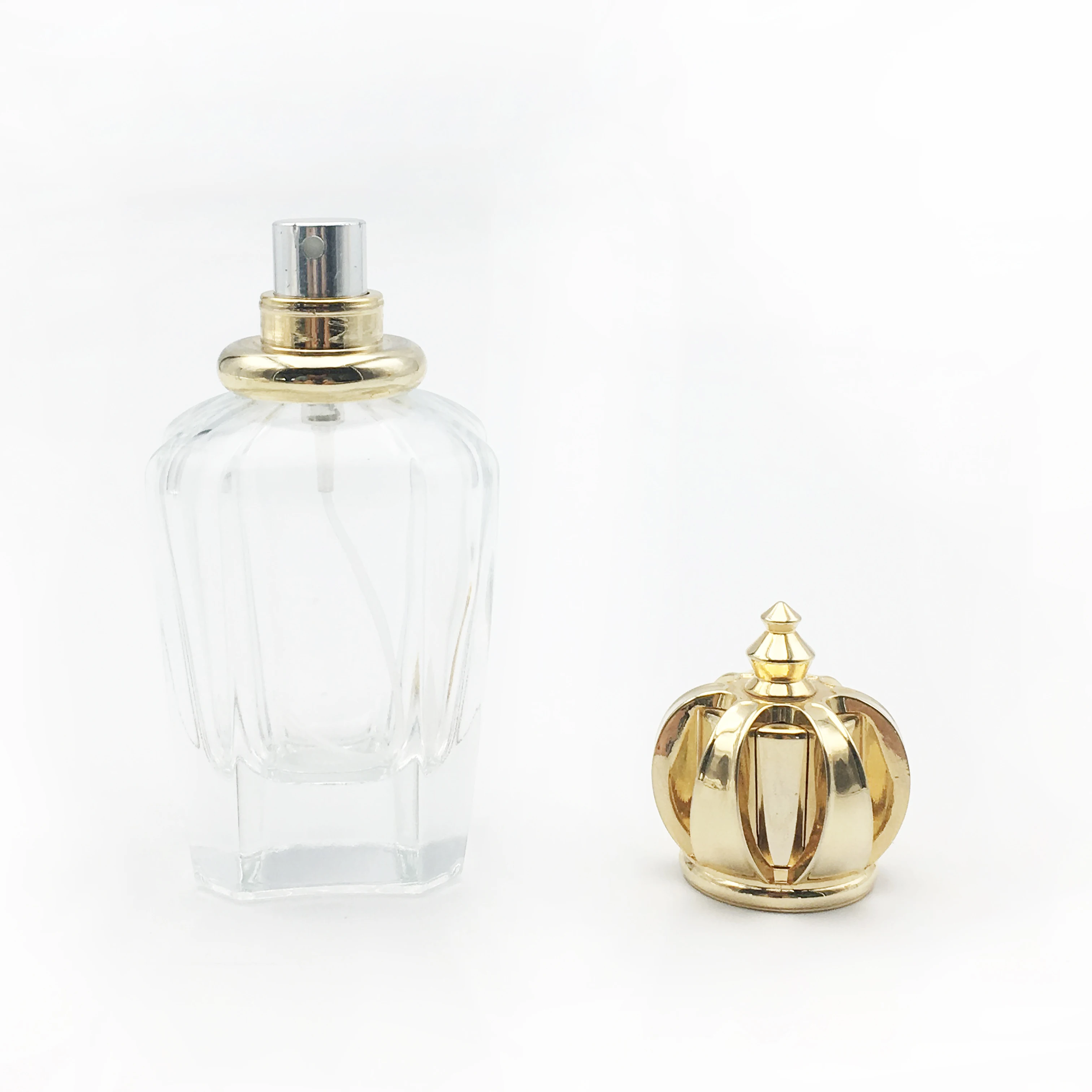 Custom Luxury Gold Crown Shape 10mm 15mm Zinc Alloy Zamac round Perfume Bottle Cap with Fine Mist Pump Sprayer for Packaging