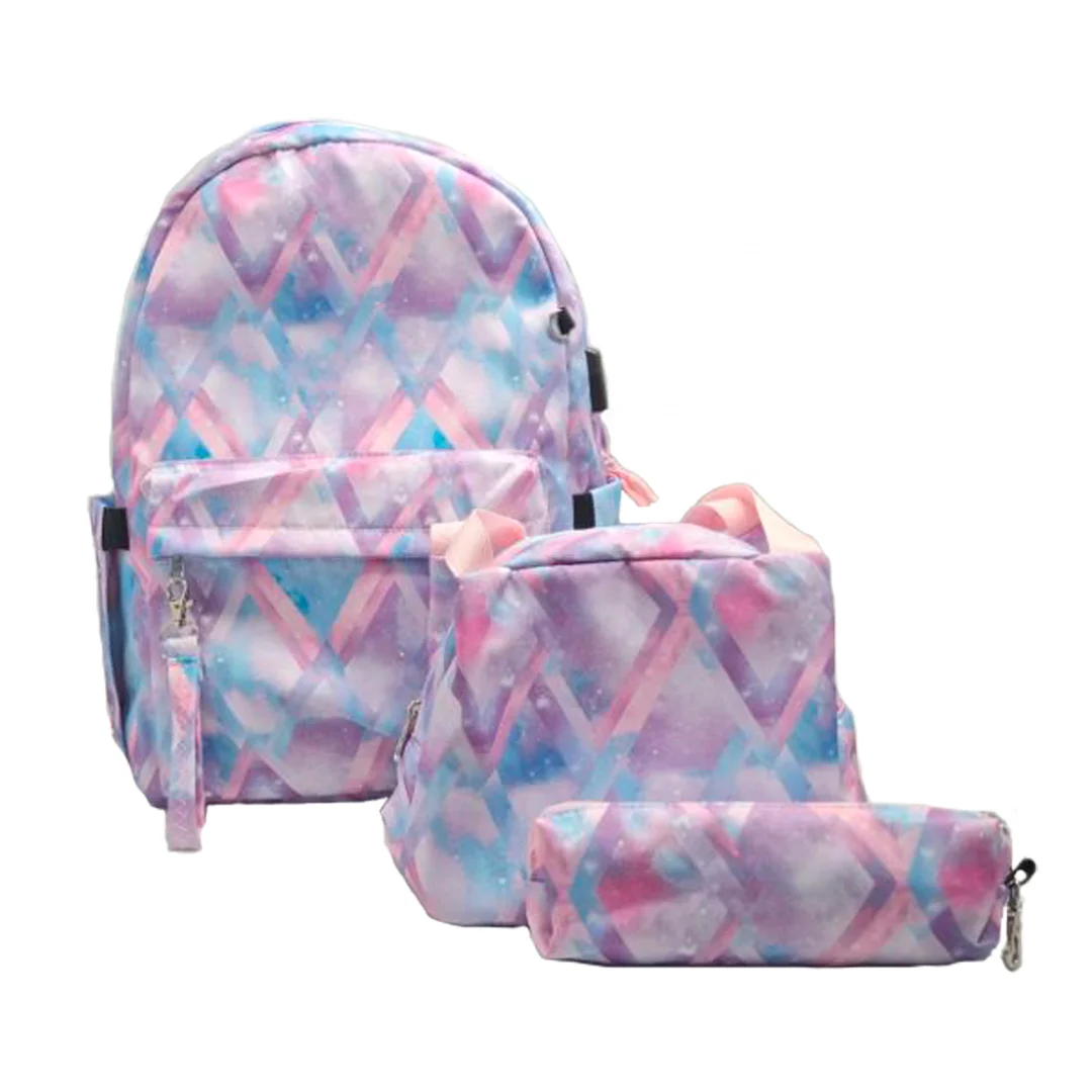 large capacity printed school bag waterproof three in one backpack with USB 3.0 laptop backpack for school student