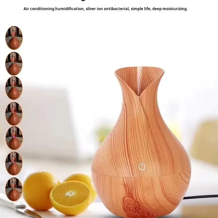 New household fog humidifier Office desktop silent air atomizer USB water drop wood grain humidifier