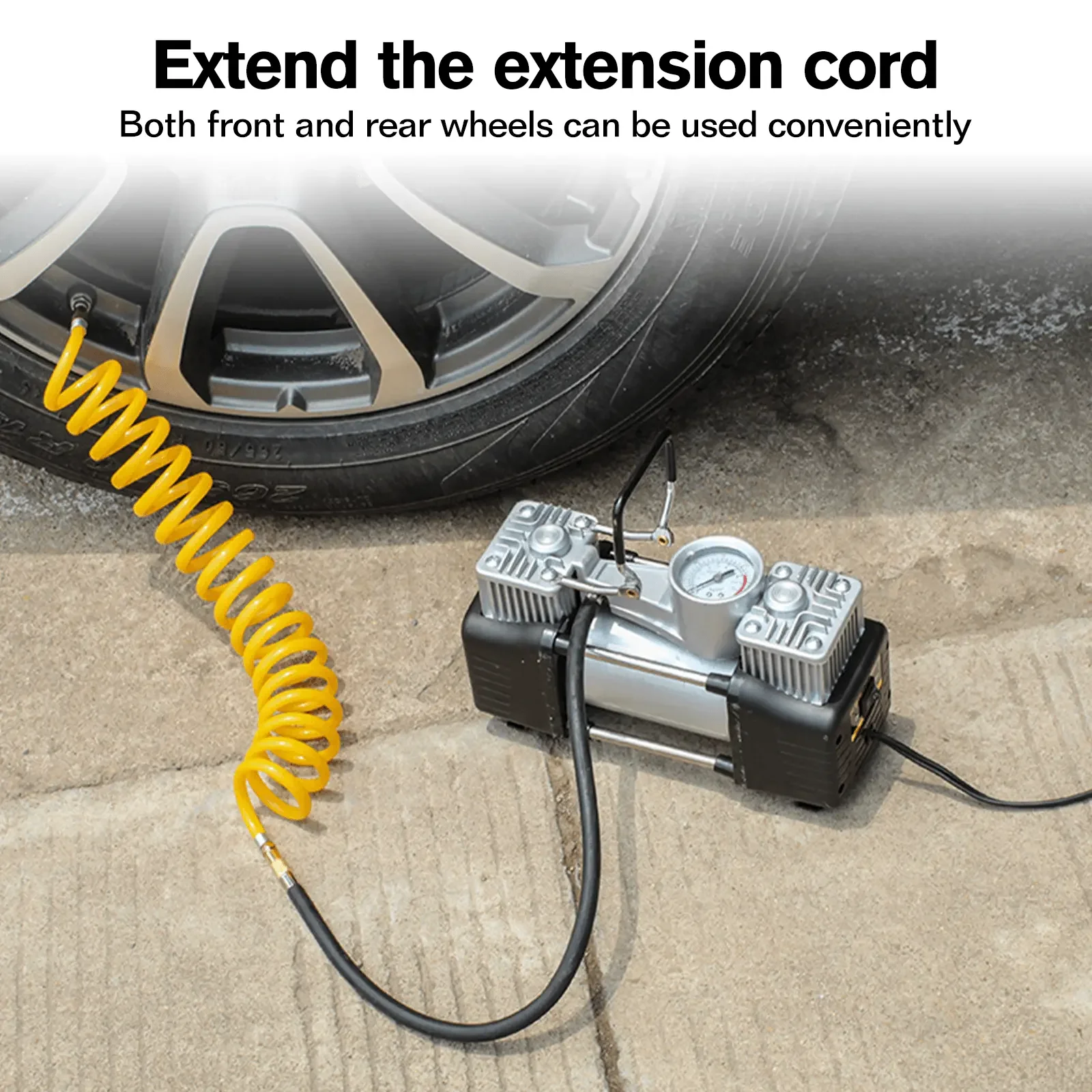 Double Cylinder DC 12V Vehicle Mounted Emergency Maintenance Car Double Cylinder Tire Inflators Tire Vehicle Tool