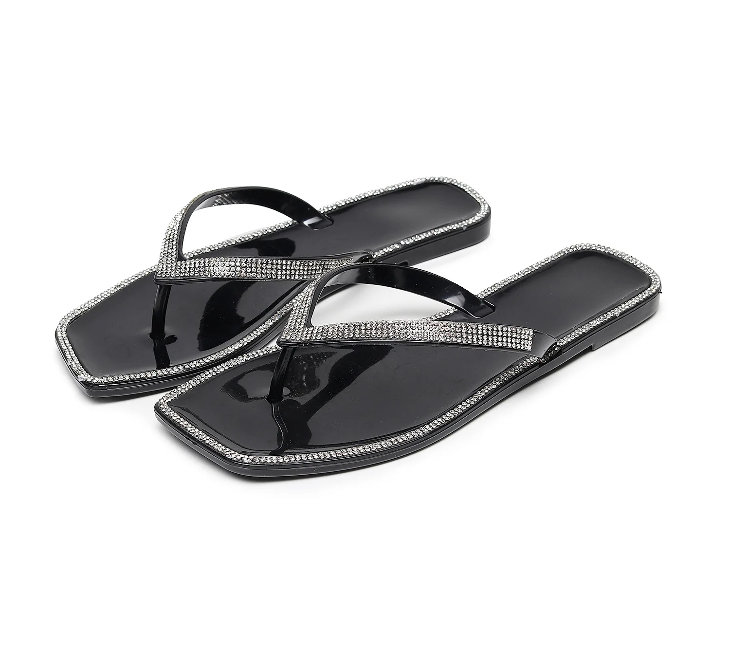 E-commerce hot sell Female summer  transparent fancy diamond Rhinestone crystal  slippers Jelly slides flip flop for women