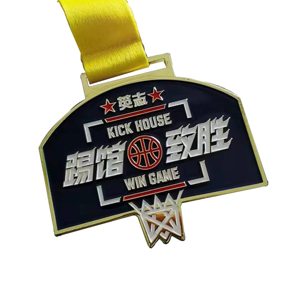 Custom  full in color  Zinc Alloy AmericaSport Creative OEM North Ribbon Logo Style  Technique Games basketball Medals