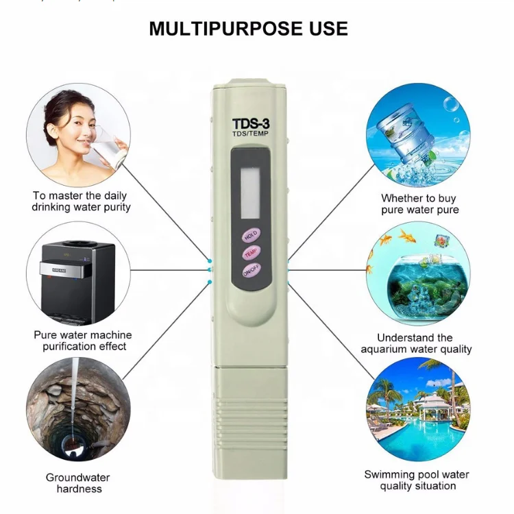 China fast delivery goods whosale Leather Package Water Tester Pen LED Digital Temp PPM drinking water hardness tds meter tds 3