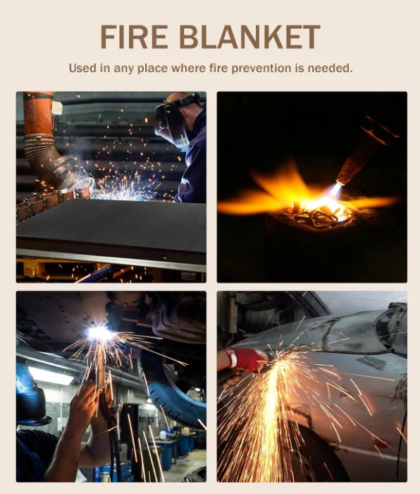 Felt Carbon Fiber Fireproof Welding Blanket Emergency Safety Fire Blankets 3mm 5mm Thickness Fire Retardant Protective Mat