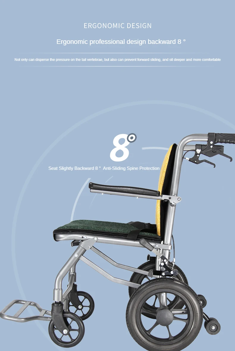 Alloy chrome-plated steel frame lightweight sillas de ruedas reclinables advanced manual wheelchair