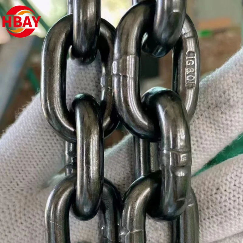 G80 Welded Chain Lifting Hoisting Chain Standard Black Chain Blackened Manganese Steel Eco-friendly Alloy Steel 6-22mm 10M Anyue