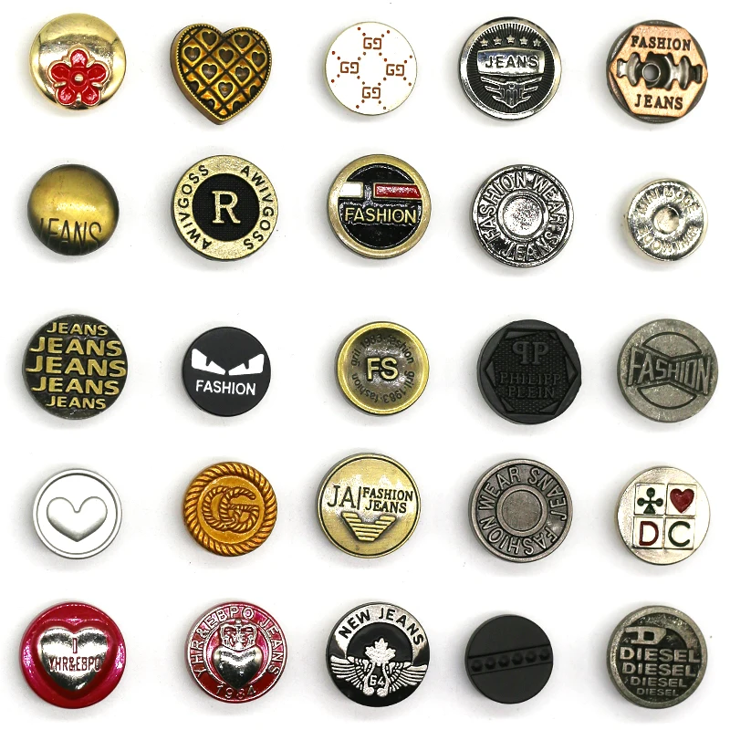 Factory Price High Quality Zinc Alloy Shinny Customized Whole Set Jeans Rivets Metal Buttons