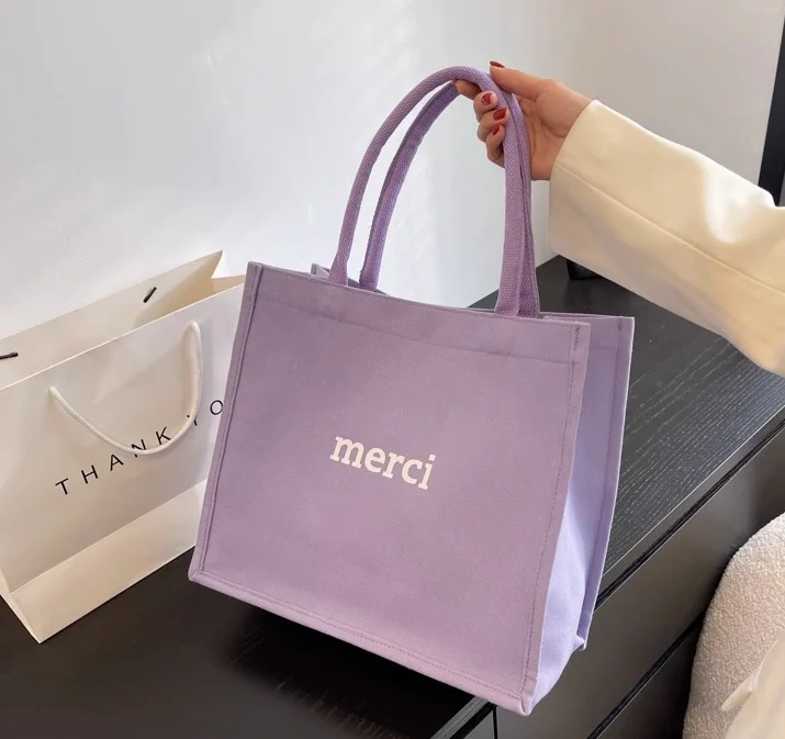 high quality durable popular pink canvas waterproof laminated cotton gift shopping tote bag with embroidery logo