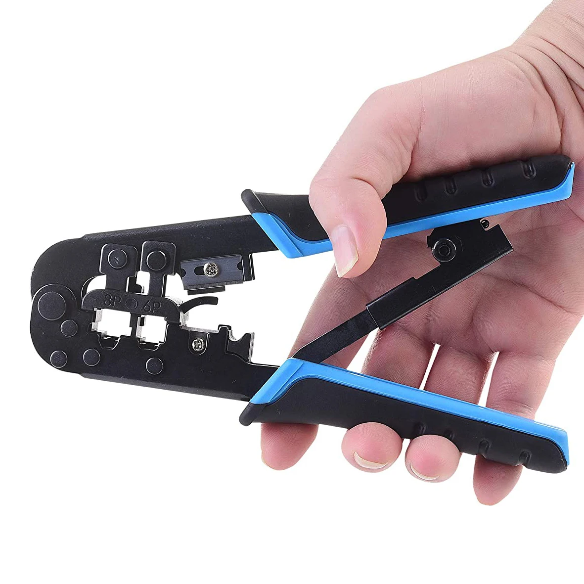 Professional RJ11 RJ45 2 Port Network Connector Cable hand crimper crimping tool With Ratchet