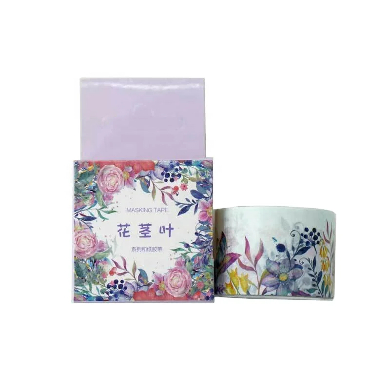 Flower stems and leaves and paper tape single boxed small fresh flowers ledger diary periphery DIY decoration can tear stickers