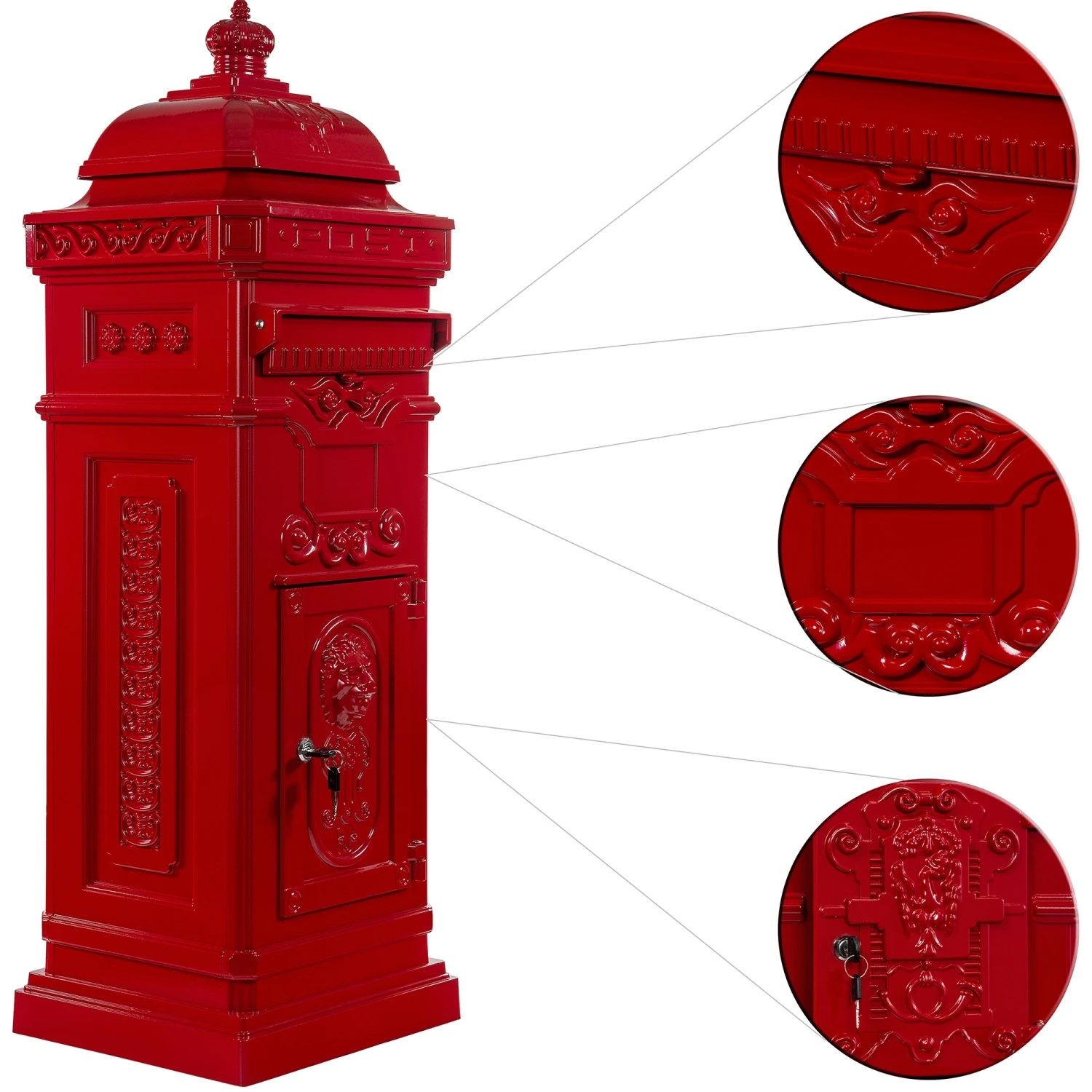 Outdoor red manufacture post box mailbox post Parcel Mailboxes Delivery Drop Post Box