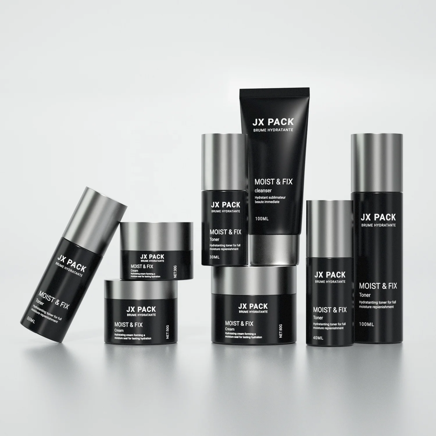 50ml 100ml 120ml Beauty Skin Care Packaging Bottle Set Amber Cosmetic Bottles And Jars Sets Lotion Serum Cream Jar Glass Bottle