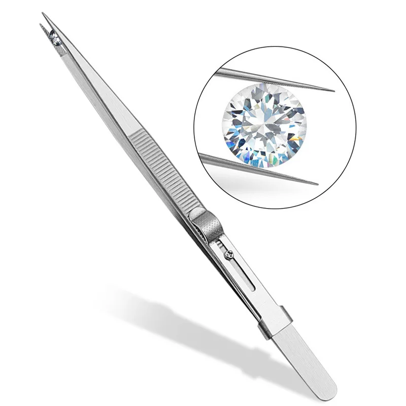 High Quality Adjustable Stainless Steel Jewelry Diamond Tweezers Gem Tweezers For Jewelry Making Tools