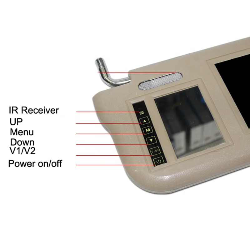  Влево или вправо 7 дюймов TFT LCD автомобильный солнцезащитный козырек мониторах цвета приорите серого цвета: черный бежевый