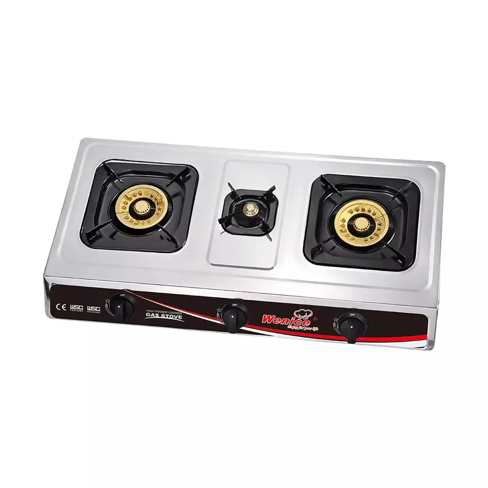 Famous model 3 cas iron burner glass top gas cooker