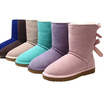 2021 Factory direct sale customizable logo bow warm snow boots