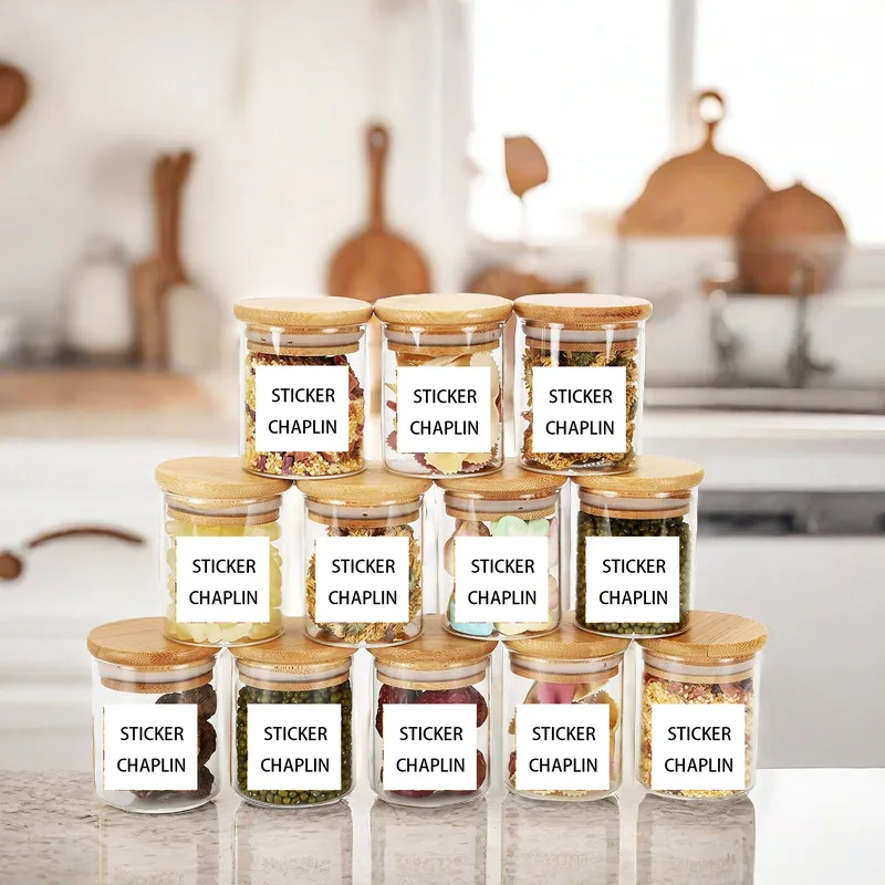 High borosilicate round handmade Glass storage container jar with bamboo wooden lid for food spice herb candle