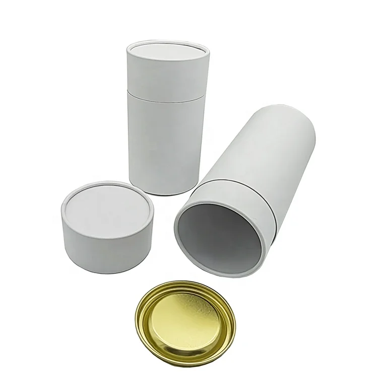 Factory wholesale custom design printing coffee bean package white round cylinder paper tube tea box packaging