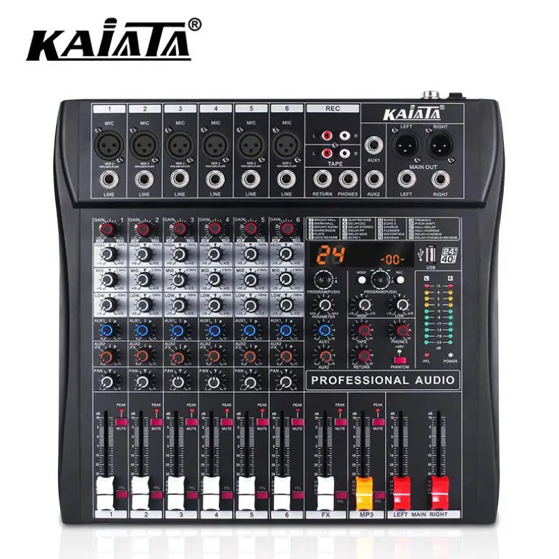 KAIKA RX6- 6 k аудио микшер 6-канальный digitale dj контроллер/аудио консоль