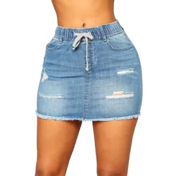 OEM wholesale short low waist casual sexy skinny women denim mini skirt ladies jeans