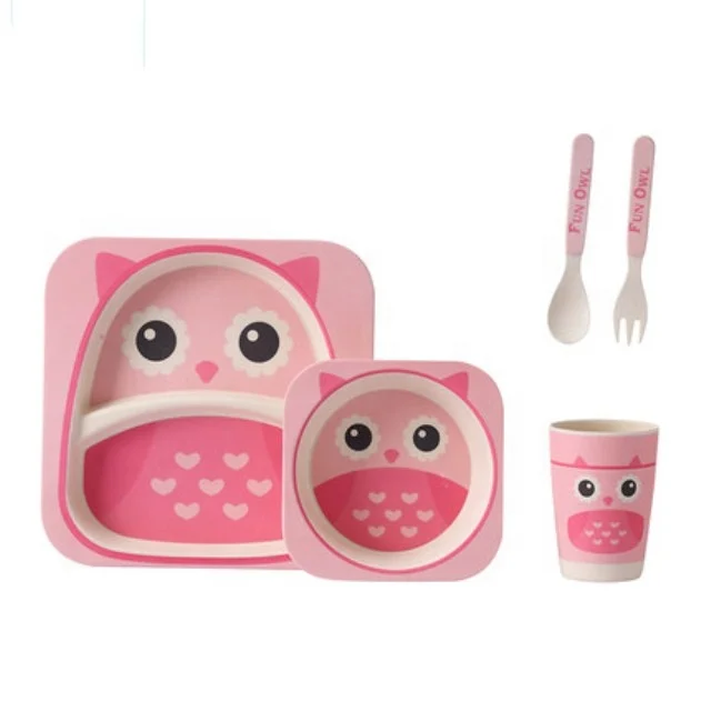 Great brand melamine kids diveded dinner plate children bamboo fiber feeding dishes for sale