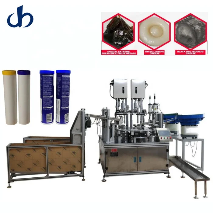 Two Filling Nozzles Automatic Grease Lubricant Plastic Tube Cartridge  filling machine and capping machine