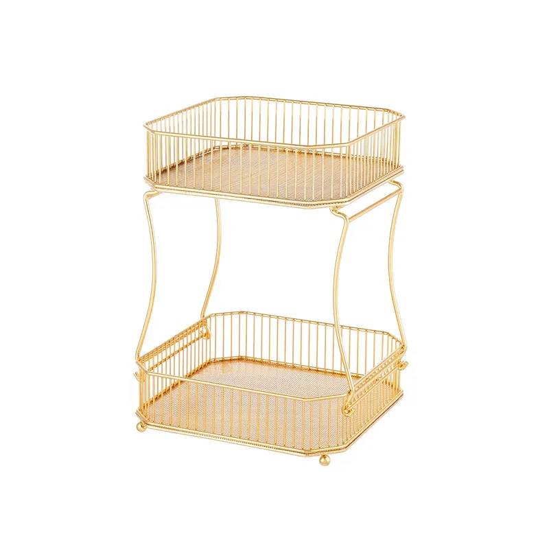 2 Tier Fruit Basket Metal Wire Vegetable Storage Baskets for Kitchen Countertop Fruits Bread Snack Food Storage Containers