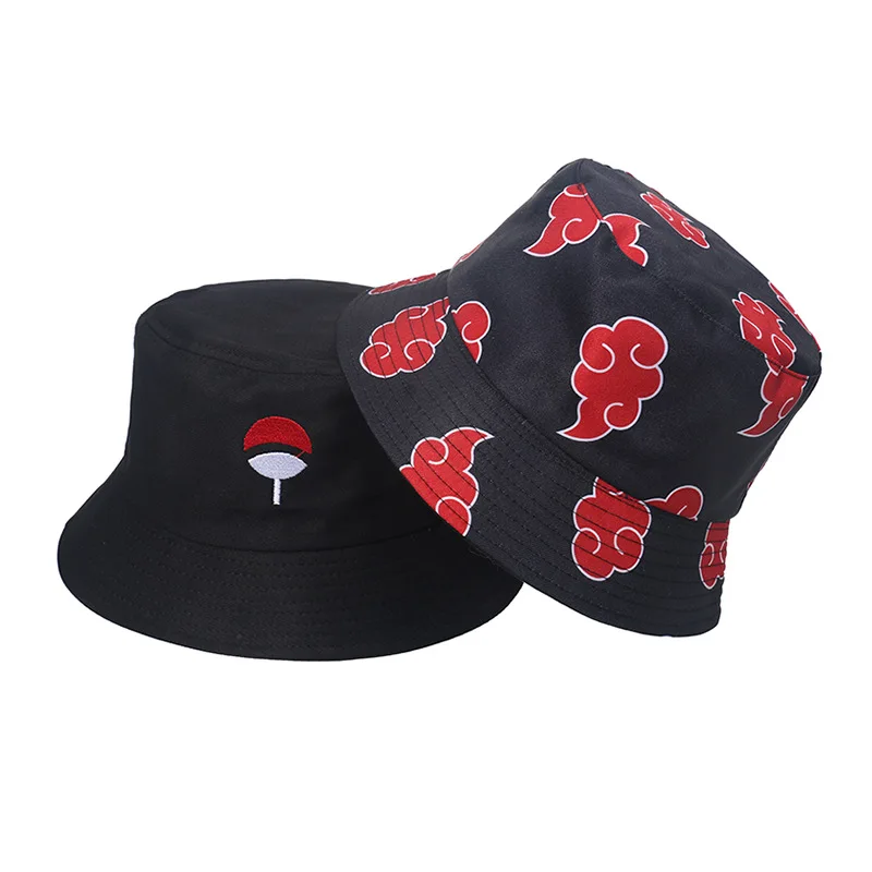Anime Pattern Naruto Akatsuki Symbol Red Cloud Sign Bucket Hat