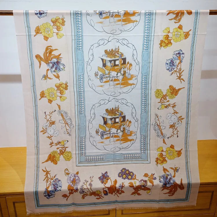 Supplier Customization Luxury Brand Shawl Fashion Pure Cashmere Scarf Printed Chiffon Shawl