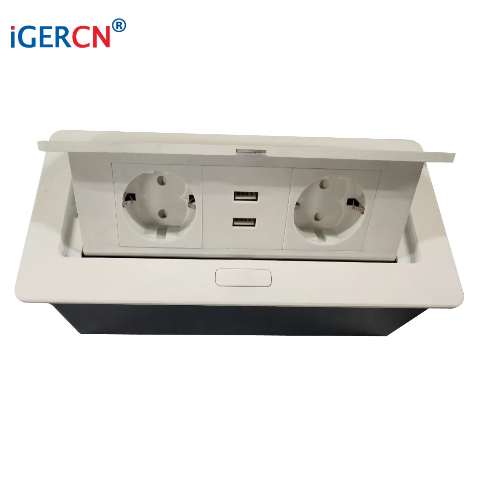 white color  for top world group and European  markets Conference Table Socket with EU socket and  USB Power Charger 16a schuko