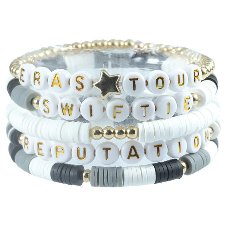 M423 Taylor fan bracelets stretch personality colored letters multi-layered beaded jewelry