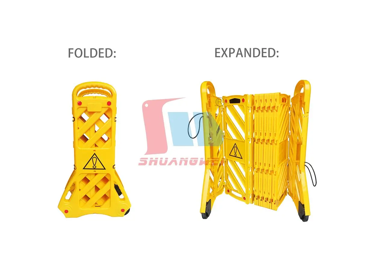 Scratch Resistant Compact Sturdy Pp Retractable Traffic Fence Warning Foldable Plastic Traffic Barrier With Detachable Castors