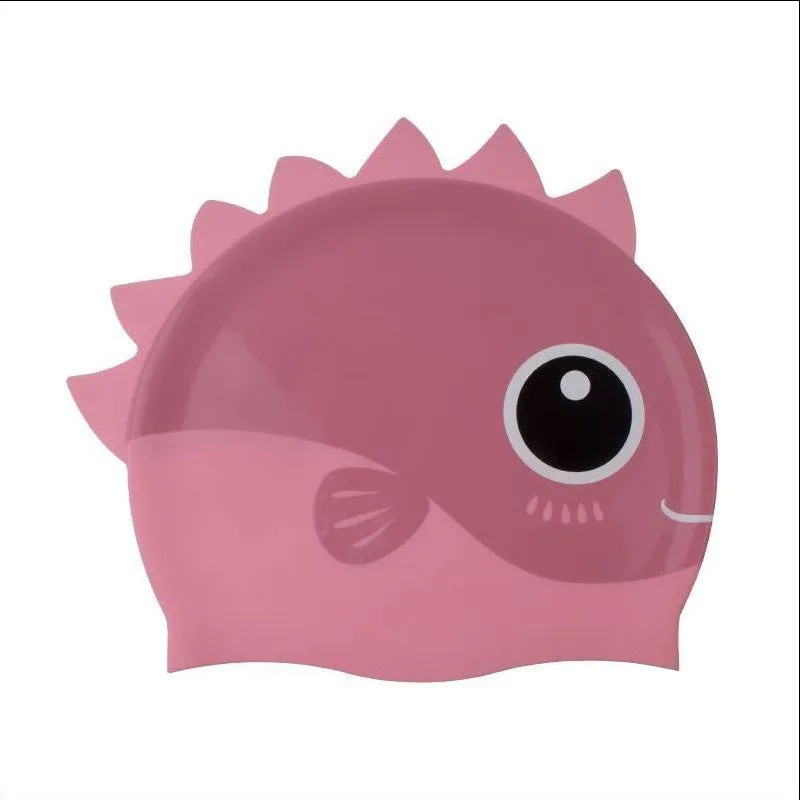 Fish shape silicone kids swimming cap