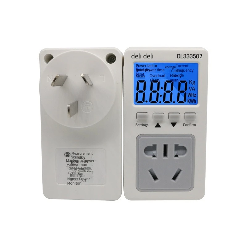 Deli DL333501 Electricity Meter Meter Home Air Conditioner Power Test Power Monitor 10A