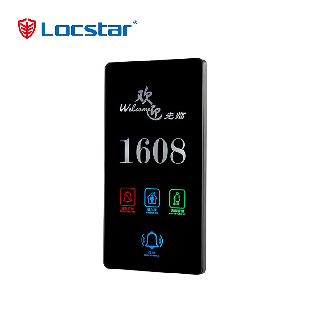 Locstar Customization Smart Touch Screen Door Numbers Sign Hotel Room Number Plate Electronic Door Plate With Room Number