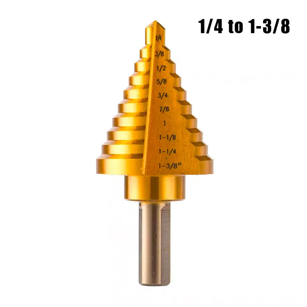 HSS 5-35mm inch Hex Shank Cone Drill Hole Cutter Bit Set Fluted Edges Step Drill Bit Of Reamer Wood Metal Drilling